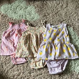 Set of 3 carters romper dresses size 12m